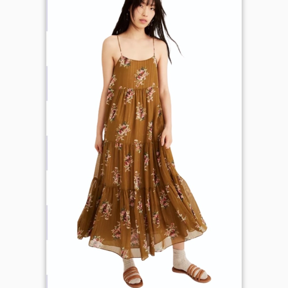 Madewell Cami Tier Midi Corsage Dress Size 6